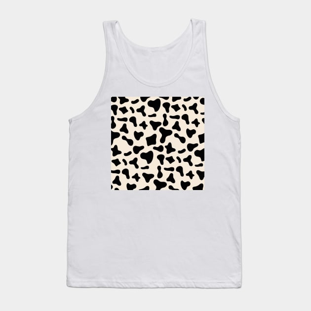 Black Dairy Cow Print Pattern on Milk Background Tank Top by Cow Print Stuff